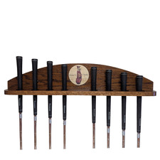 Personalized, Solid Oak, Golf Club Rack - 8-Club Wall Mounted Display