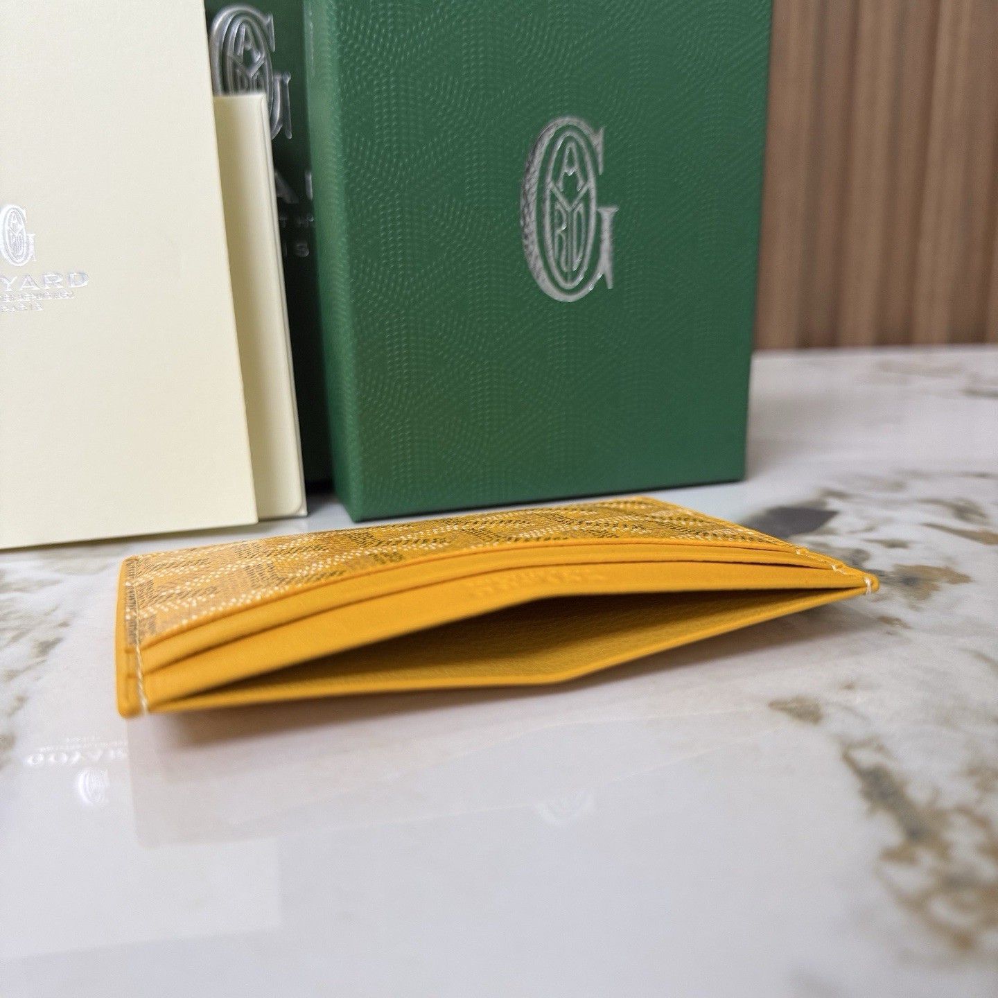 Goyard Saint Sulpice Mustard Yellow Card Holder 100percent Authentic Brand New image 4