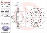 2X Brembo Bremsscheibe 09.A738.1X FüR CitroËN Mitsubishi Peugeot