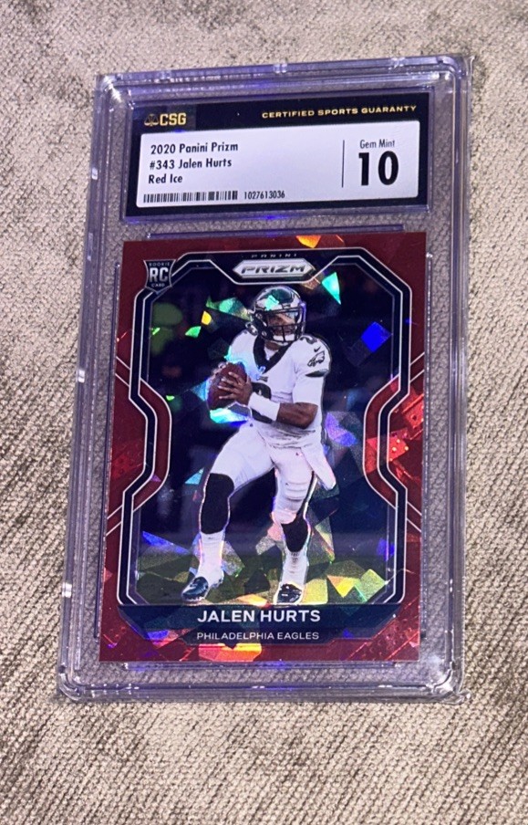 2020 Panini Prizm Red Ice Jalen Hurts 343 PSA GEM MINT 10