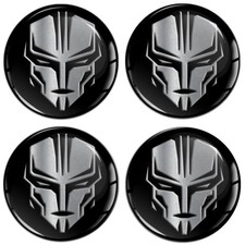 3D silicone stickers for hubcaps and wheel covers, black, robot design, Bot A 42