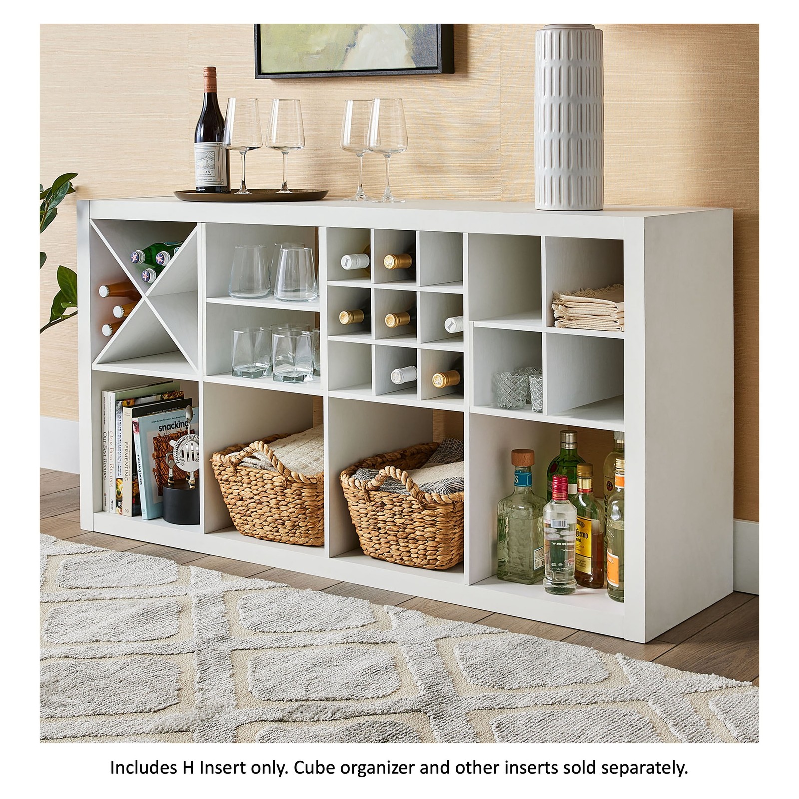 Hot,Better Homes & Gardens H Shelf Insert for Cube Organizers, White Texture