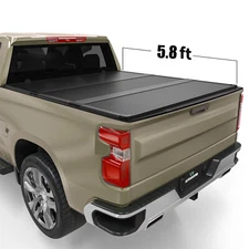 5.8FT FRP Hard Tri-Fold Tonneau Cover For 19-26 Chevy Silverado /GMC Sierra 1500