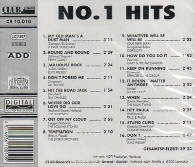 No. 1 Hits Lonnie Donegan, Perry Como, Elvis Presley, Pat Boone, Ray Char.. [CD]