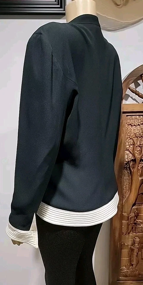 Chaqueta Daymor Couture I. Magnin DE COLECCIÓN Negra Noche Talla 12 Borde en Contraste #C Foto 3 de 4