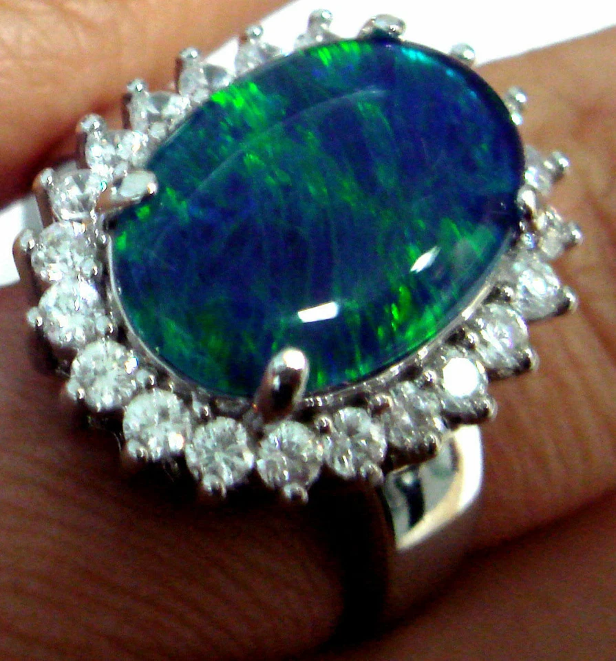 Opale dimensioni 14 x 10 mm anello di opale tripletta nera genuina argento... - Immagine 4 di 4