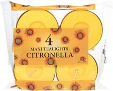 4x Price's Citronella MAxi Tealight Candles Garden Home Mosquito Fly Insect NEW