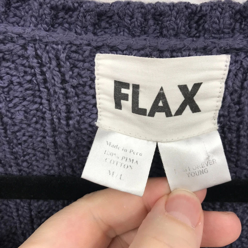 Flax Top Womens Large Purple Long Sleeve Casual Basic Sweater Cotton - Image 3 of 4