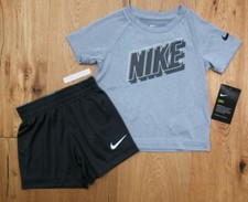 Nike Baby Boy Shirt  Shorts Set  Gray, Gray  White  DRI-FIT 