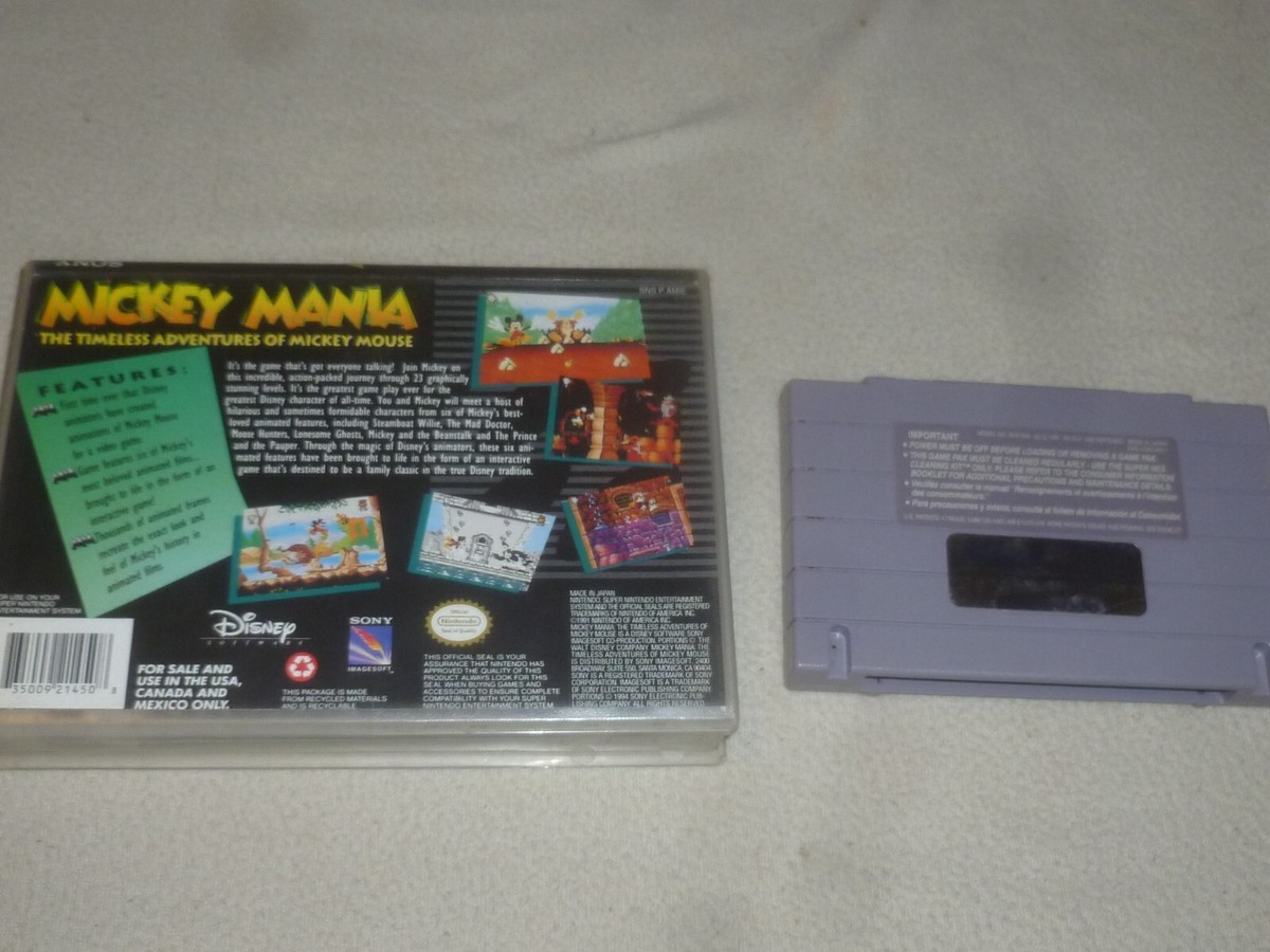 SUPER NINTENDO SNES GAME MICKEY MANIA THE TIMELESS ADVENTURES OF