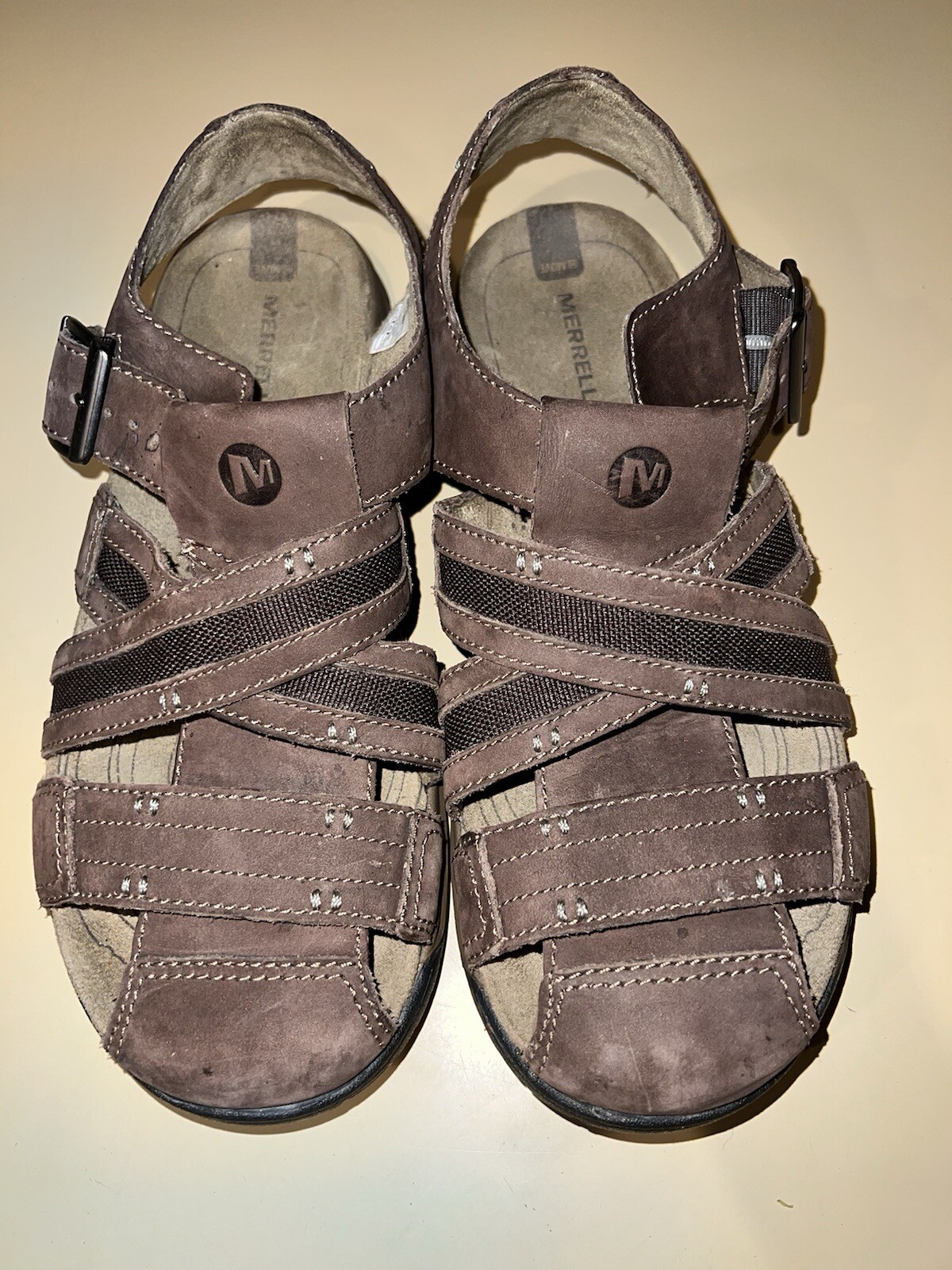 Sandali da pescatore Merrell Traveller J62213 taglia 10 in pelle espresso ottimi