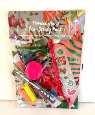 TROPICAL STUDY PK BLEISTIFTE STIFT AUFKLEBER ÜBUNGSHEFT FEDERMÄPPCHEN 2 HI/FEUERZEUGE