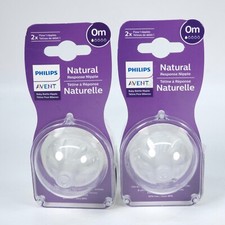 4 Pack PHILIPS AVENT 0m Natural Baby Bottle Nipples Flow 1 SCY961/02 New Sealed