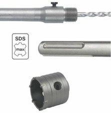 FRESA A TAZZA CAROTATRICE  PER TRAPANO + ASTA CON ATTACCO SDS MAX DA 35 cm VARI