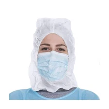 AMZ Disposable Hood Caps One Size, Pack of 100 White Full Face Hair Net, Brea...