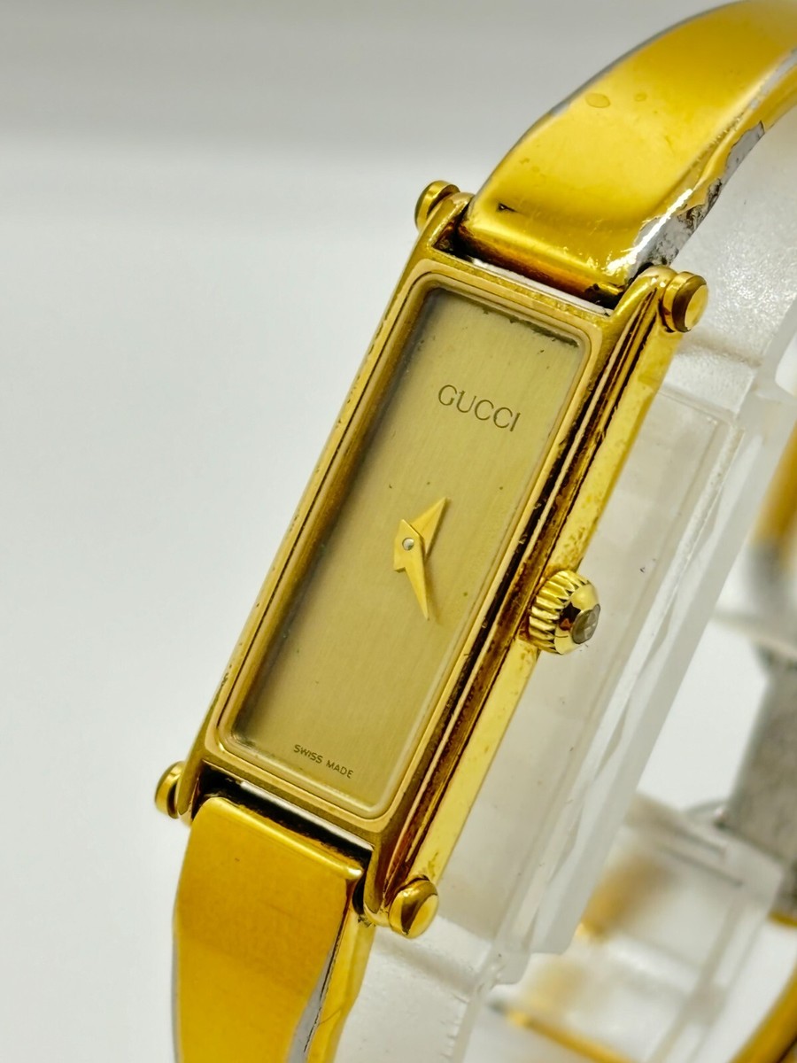Exc+4] GUCCI 1500 Watch Gold Black Dial QZ Women's Wrist Watch