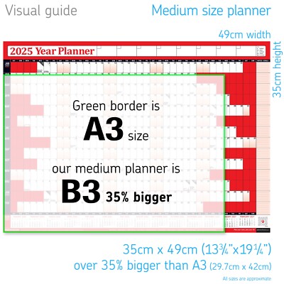 2025 Calender Holiday Year Planner Calendar Wall Chart 4 sizes +FREE 200  dots | eBay