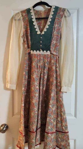 Gunne Sax Dress Vintage Green Velvet 