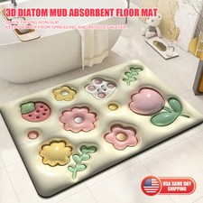 3D Cute Flower Anti Slip Soft Diatom Mud Floor Mat For Kitchen Bathroom Rug Kid