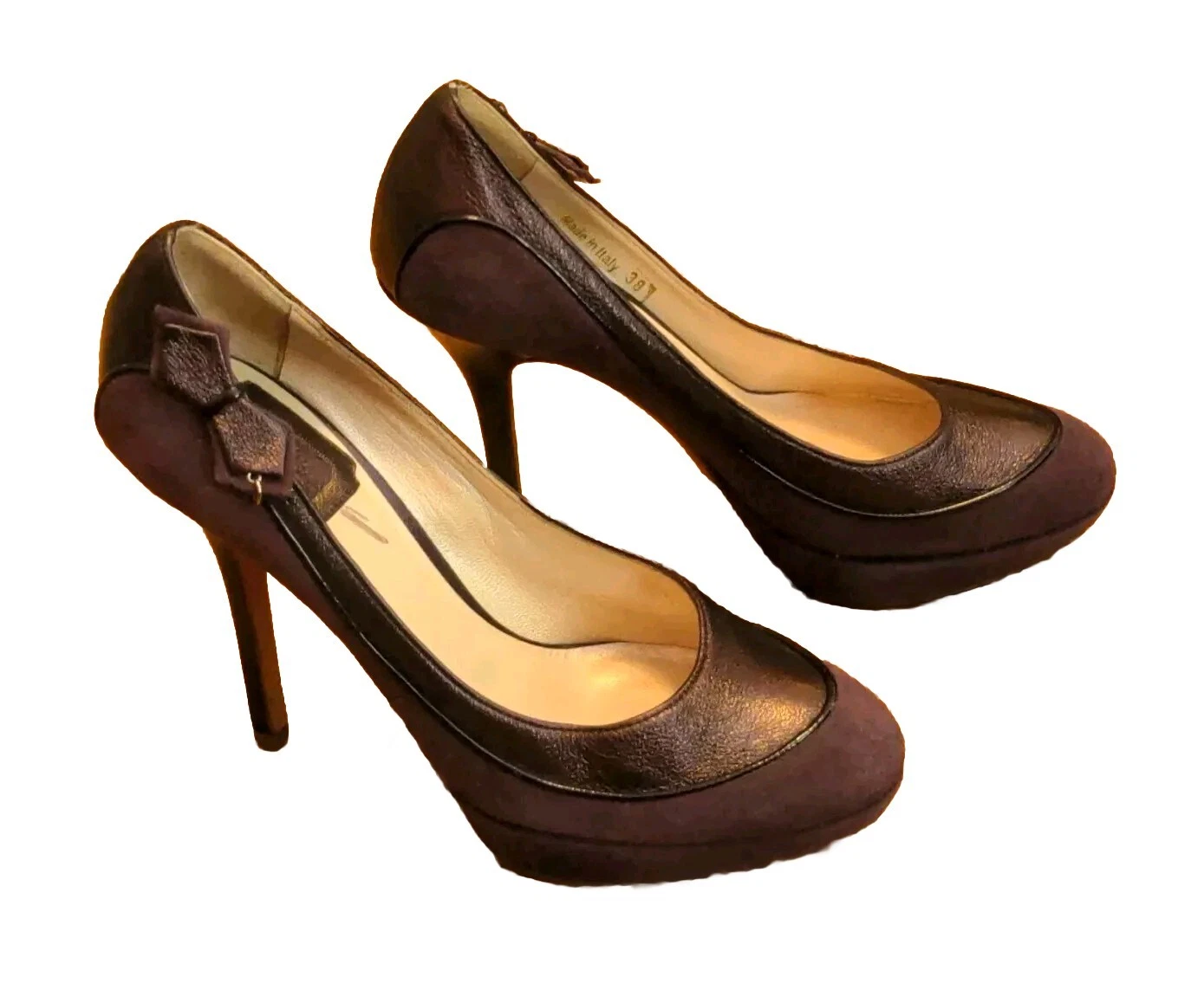 ESCARPINS STYLET CUIR VIOLET CHRISTIAN DIOR ITALIE 38 TALONS ARCS CHAUSSURES 7,5 8