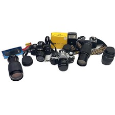 Vintage Canon, Minolta, Pentax Cameras. 1966 Kodak Plus-X Pan, Lens/Bag Huge Lot