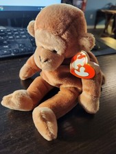 Ty Beanie Baby Bongo Monkey 1995 3rd Gen 2nd Gen tush tag PVC Pellets Brown Tail