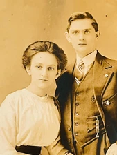 Antique Wedding Photo Blanche Howard (Holding Studio Lights) & William Cornwell