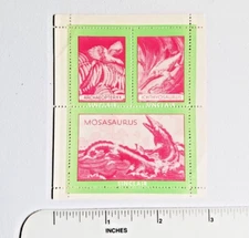 Rare 1935 SINCLAIR OIL DINOSAUR STAMPS Archaeopteryx + Ichthyosaur + Mosasaurus