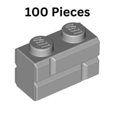 LEGO 100 Pieces 1x2 Light Bluish Gray Brick Masonry Profile Bricks Wall 98283