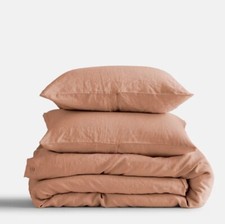 NWT QUINCE EUROPEAN LINEN FULL QUEEN DUVET COVER SET DESERT SUNSET W/PC'S 190