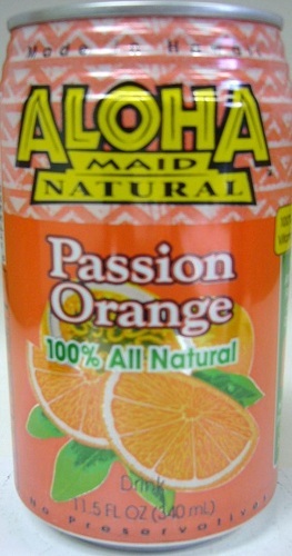 ALOHA MAID Natural Passion Orange Fruit Drink (Two 6 Pack of 11.5 oz Cans)