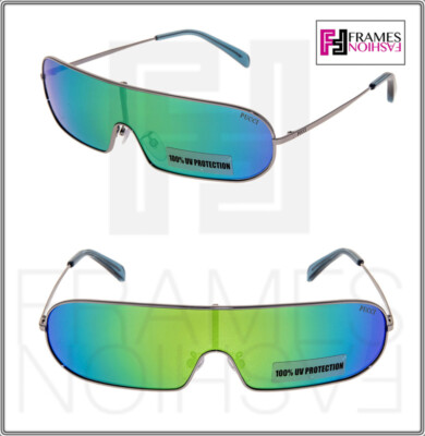 EMILIO PUCCI EP68 Ruthenium Thin Wrap Futuristic Iridium Mirror Sunglasses EP 68