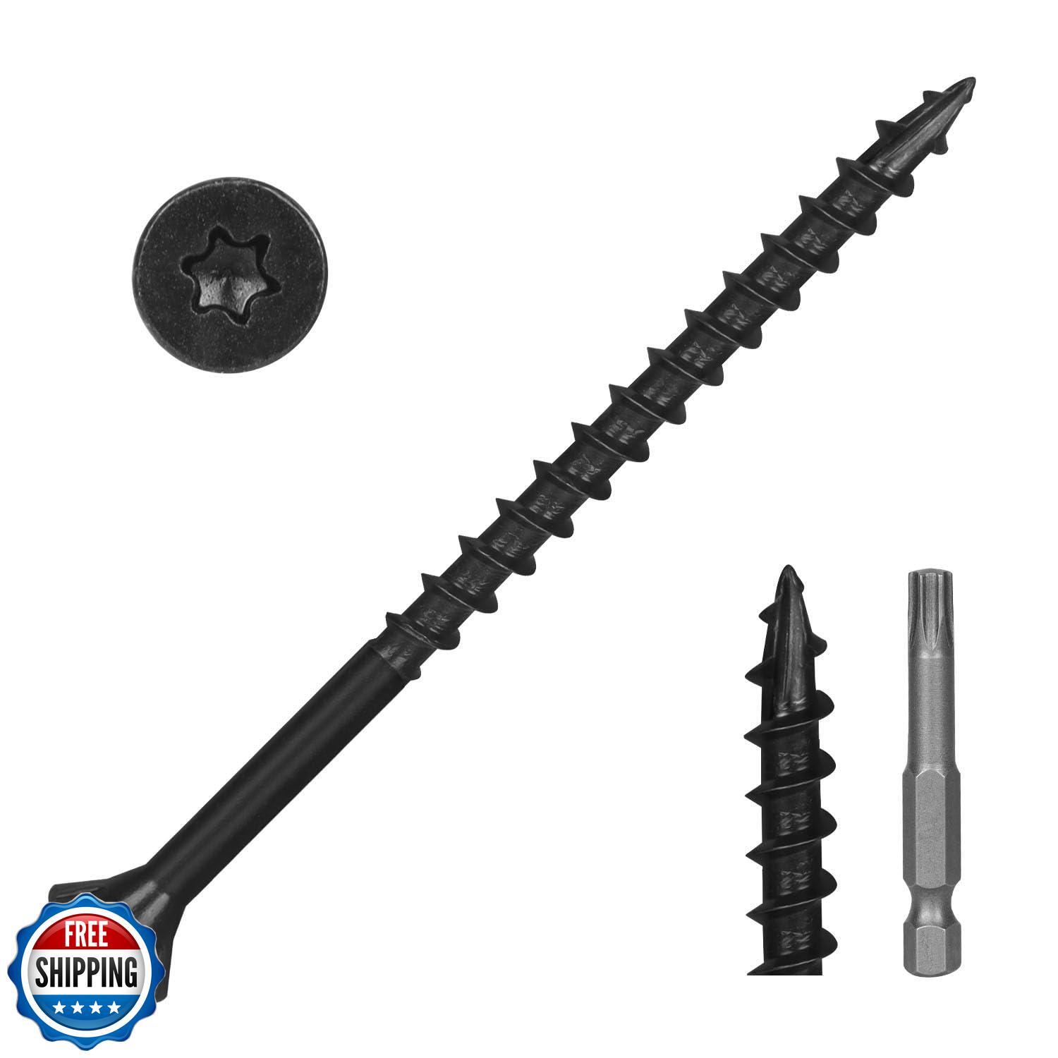 100 PCS Black #10 x 4 Exterior Wood Screws with T25 Torx Drive
