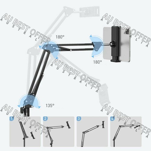 175CM Adjustable Floor Stand Holder For Tablet iPad iPhone up to 12.9 AU - Picture 4 of 12