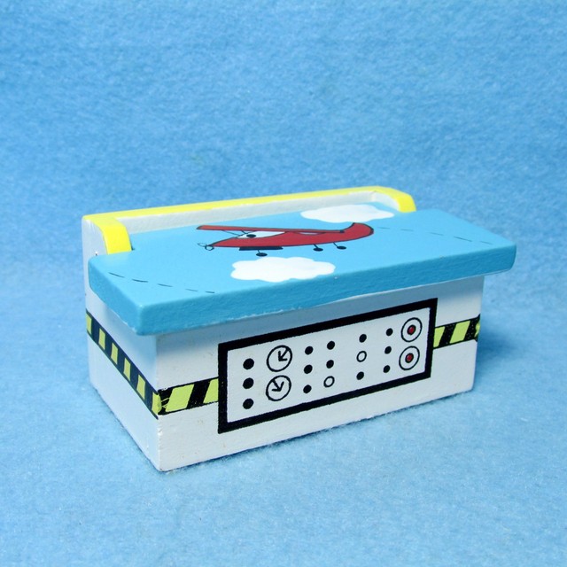 Dollhouse Miniature Airplane Design Toy Box in Wood EWMF598 eBay
