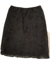 VTG EUC Speechless Lace Glitter Elastic Waist Skirt Black Size 14 Made In USA