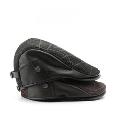 Cappello Piatto In Finta Pelle Da Uomo Berretto Cabbie Nero Retro Nuovo