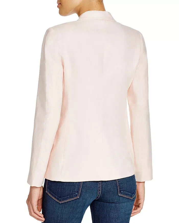 Chaqueta Blazer Mujer Joie Mehira Lino Crujiente Marfil Abierta Minimalista $298 Talla 4 Foto 2 de 4