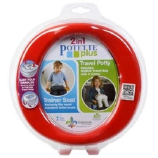 Potette Plus On the Go 2-in-1 Toddler Travel Potty + Training Toilet Seat, Red