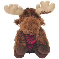 Alaska Friends Brown Moose With Checkered Scarf  6" Stuffed Animal Toy Plush