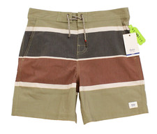 Katin Youth Boy's 27 Green Brown Cactus Duke Hybrid Swim Trunks Board Shorts