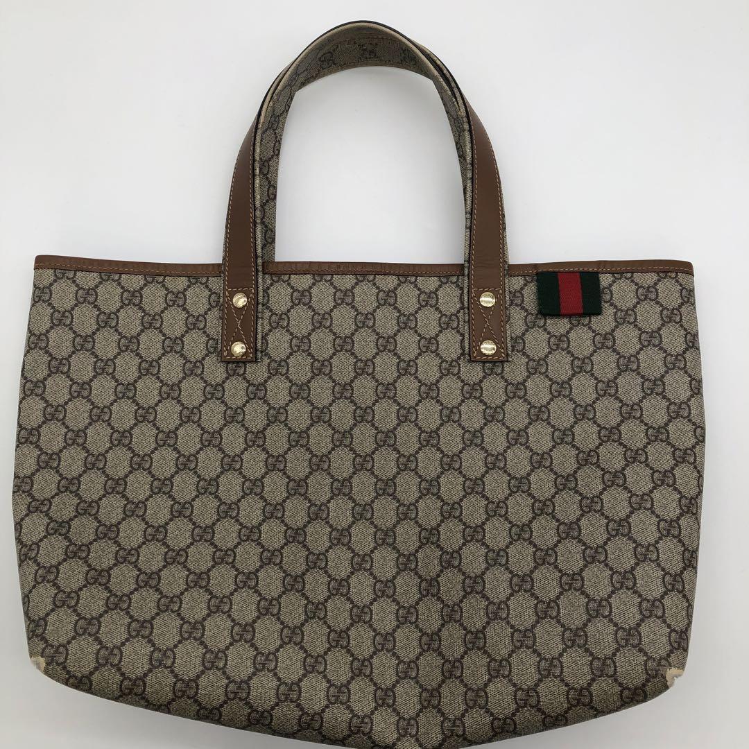 GUCCI Sherry Line Brown PVC Tote Bag G51621-image