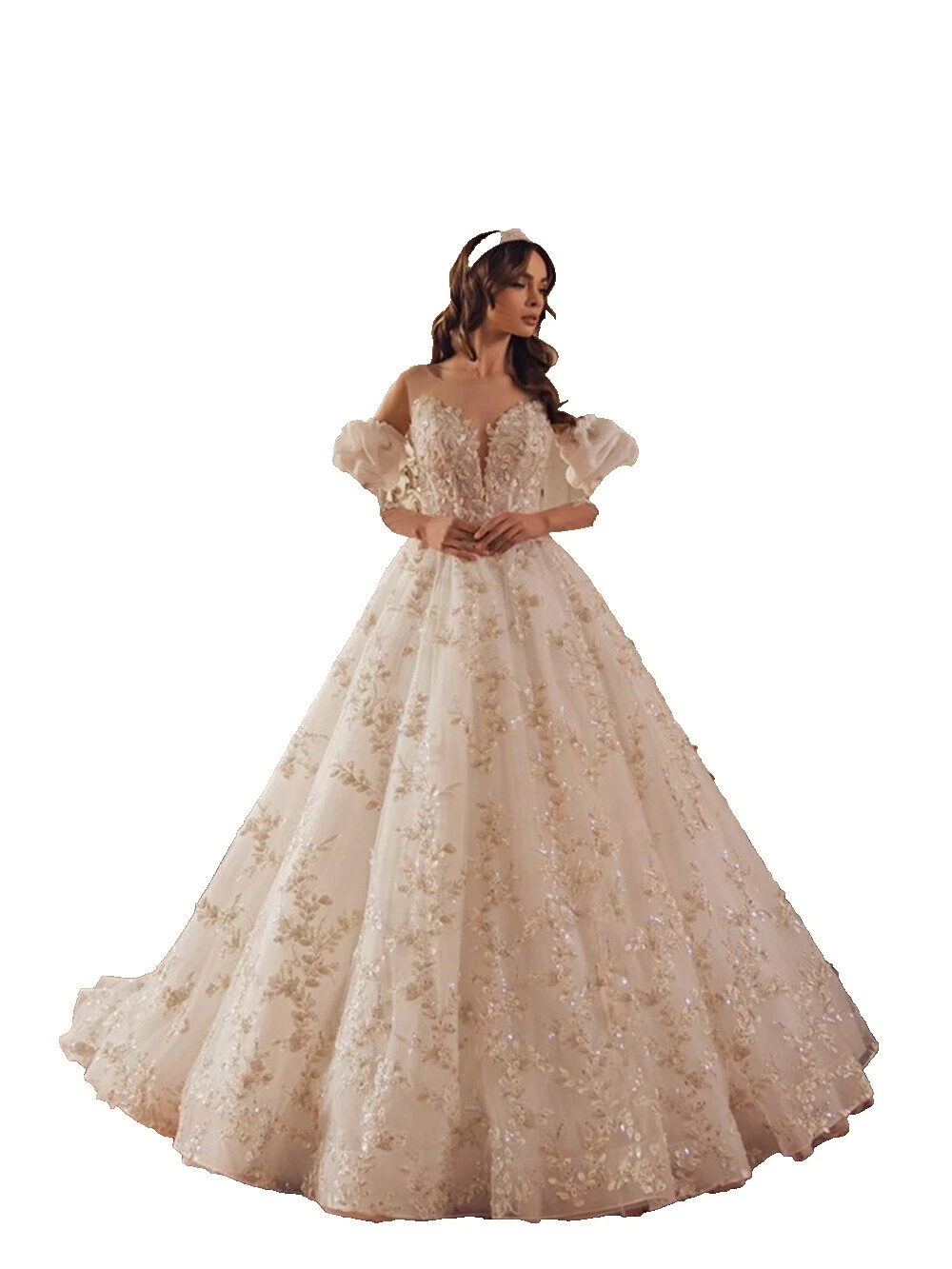 Lace Plus Size A-Line 3/4 Sleeve Wedding Dresses