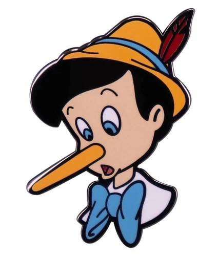Pinocchio Character Face 1.25" Tall Enamel Metal Pin - Picture 1 of 1