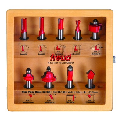 Freud 91-108: 9 Piece Basic Bit Set (1/2'' Shank) Super Bit Set