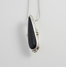 Handmade Sterling Silver Black Onyx Designer Teardrop Pendant