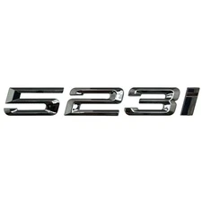 Silver Chrome 523i Car Flat Letter Number Rear Trunk Boot Badge Emblem For BMW