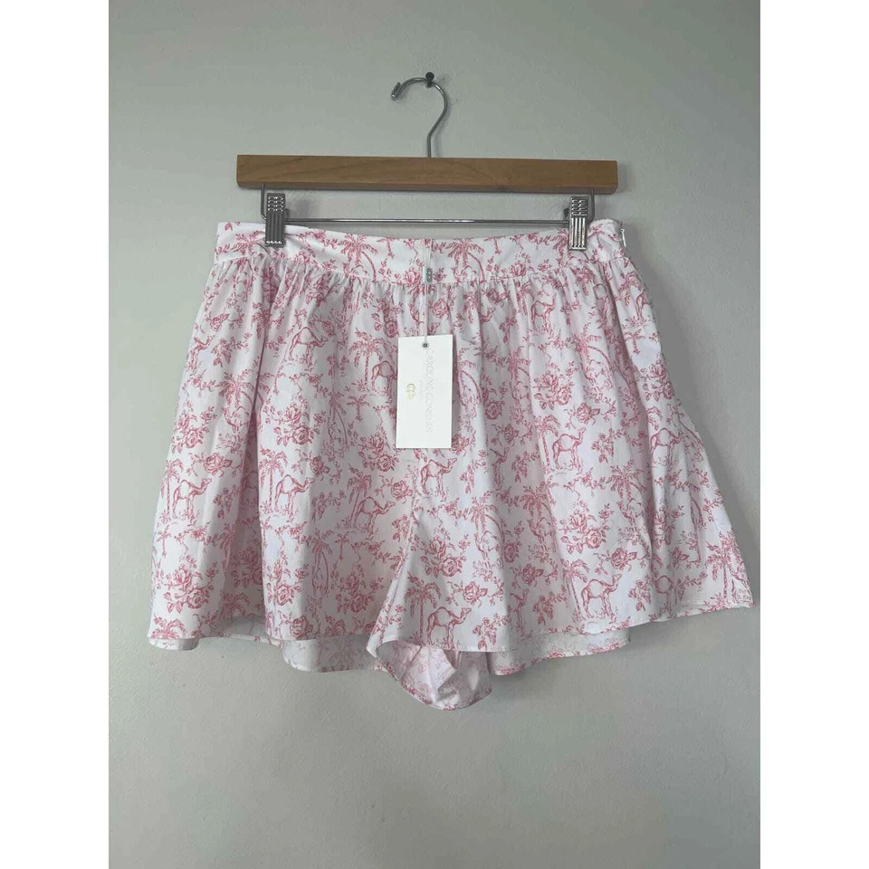 Caroline Constas Teagan Casual Shorts White Pink Camel Toile Size: Medium NWT - Image 2 of 4