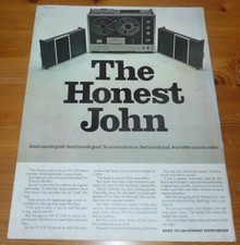 1966 VINTAGE LARGE AD SONY TC 530 STEREO TAPERECORDER THE HONEST JOHN