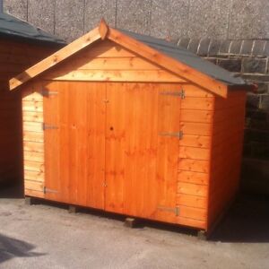 7FT X 5FT WOODEN BIKE SHED 7x5 T&amp;G STORAGE HUT WITH DOUBLE 